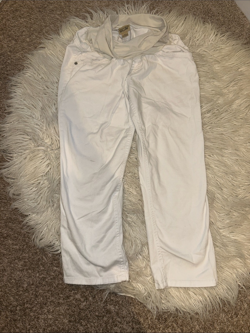 Indigo Blue Women's medium White Maternity Jeans - Comfortable Everyday Fit